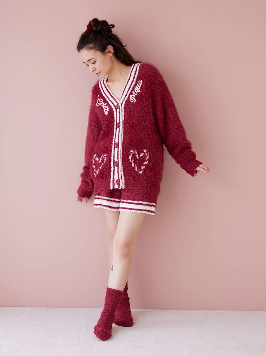 Feather Cardigan & Shorts Loungewear Set