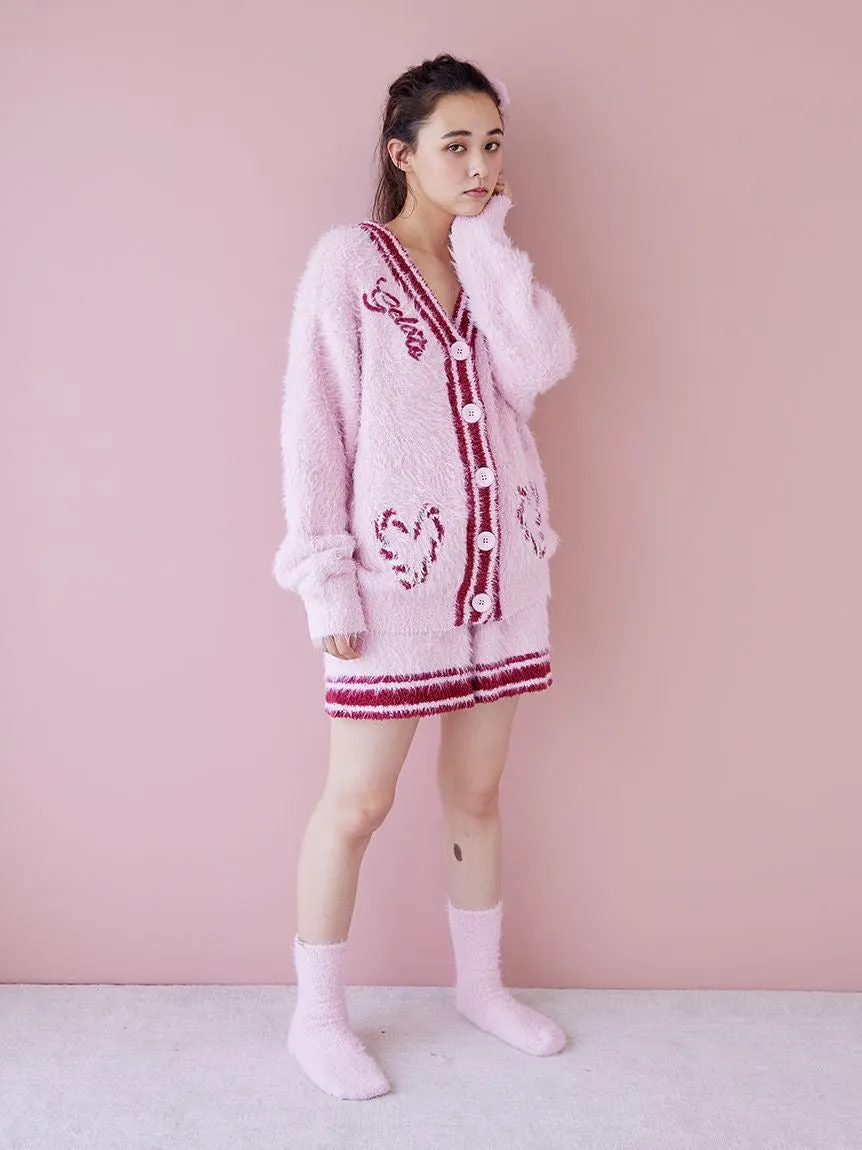 Feather Cardigan & Shorts Loungewear Set