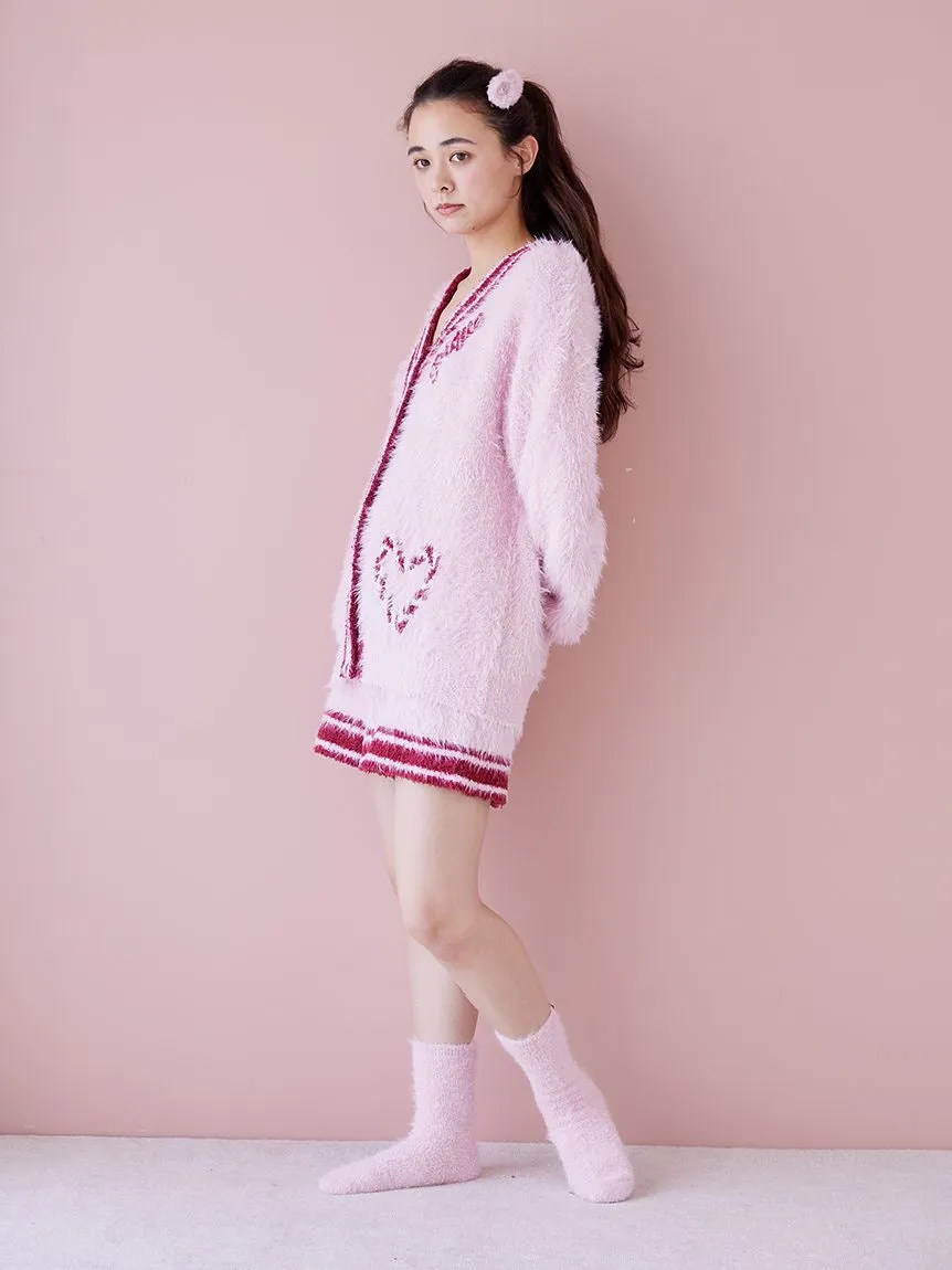 Feather Cardigan & Shorts Loungewear Set