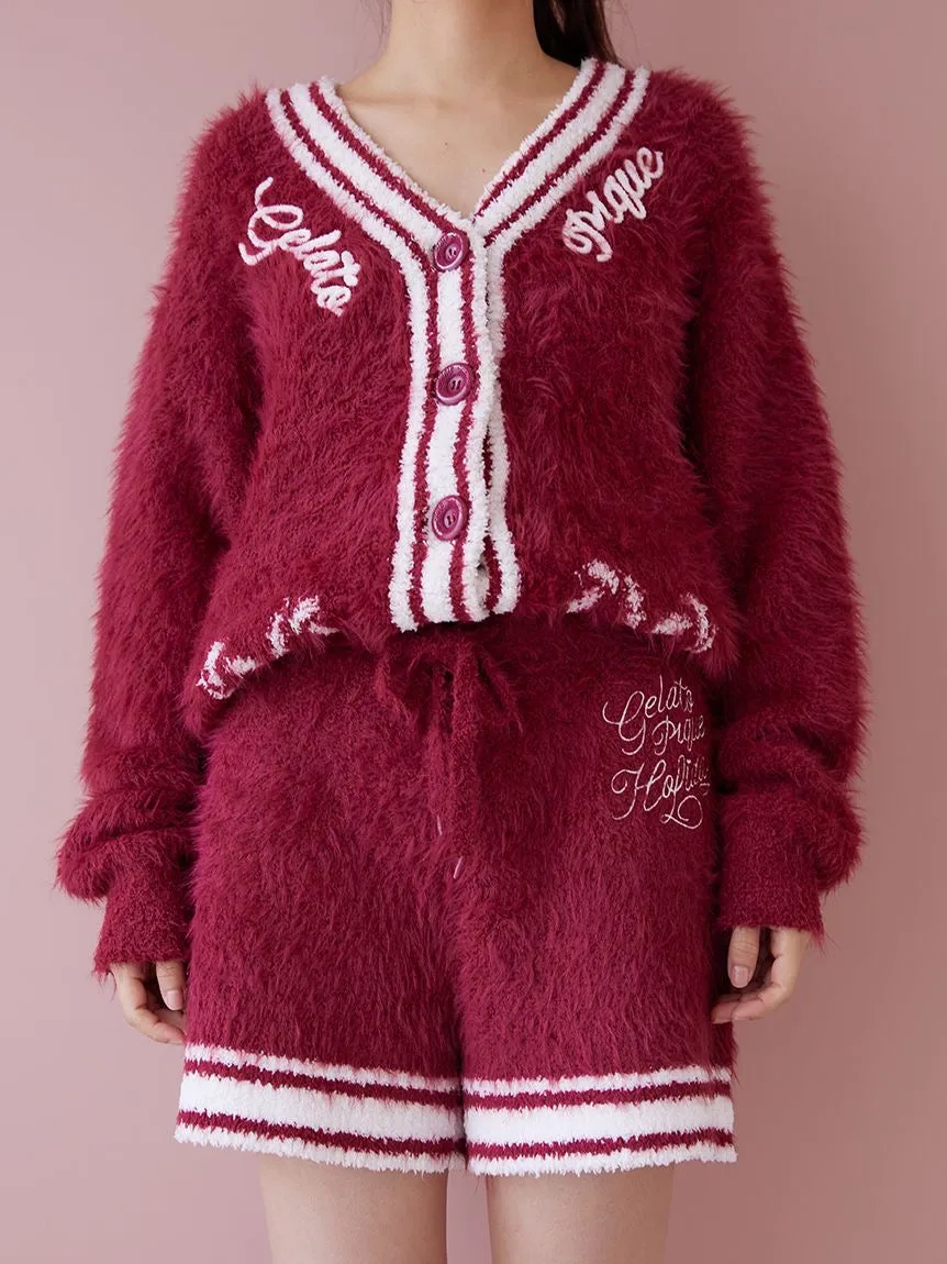 Feather Cardigan & Shorts Loungewear Set
