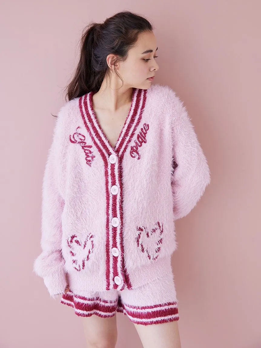 Feather Cardigan & Shorts Loungewear Set