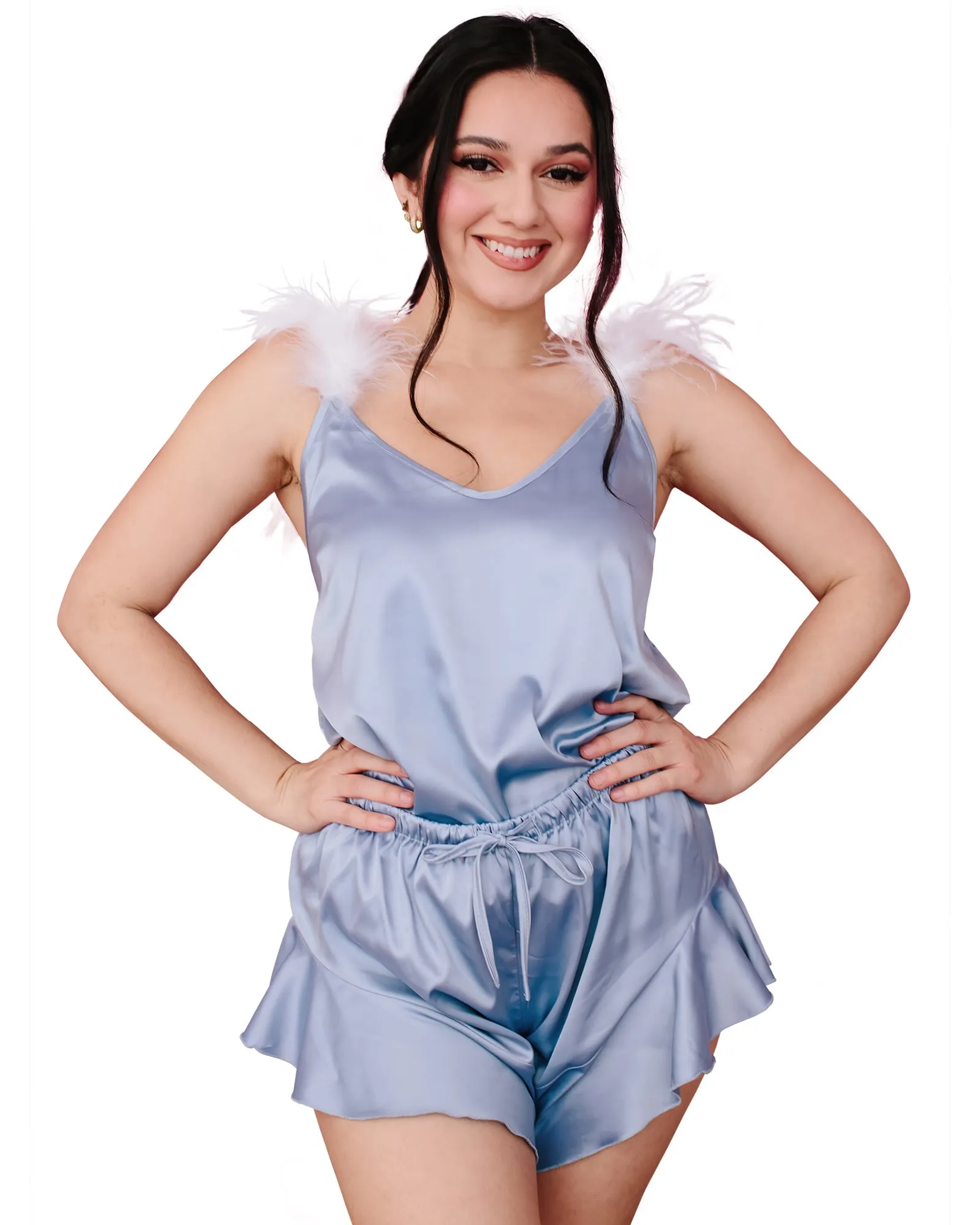 Feather Trim Cami Pajama Set
