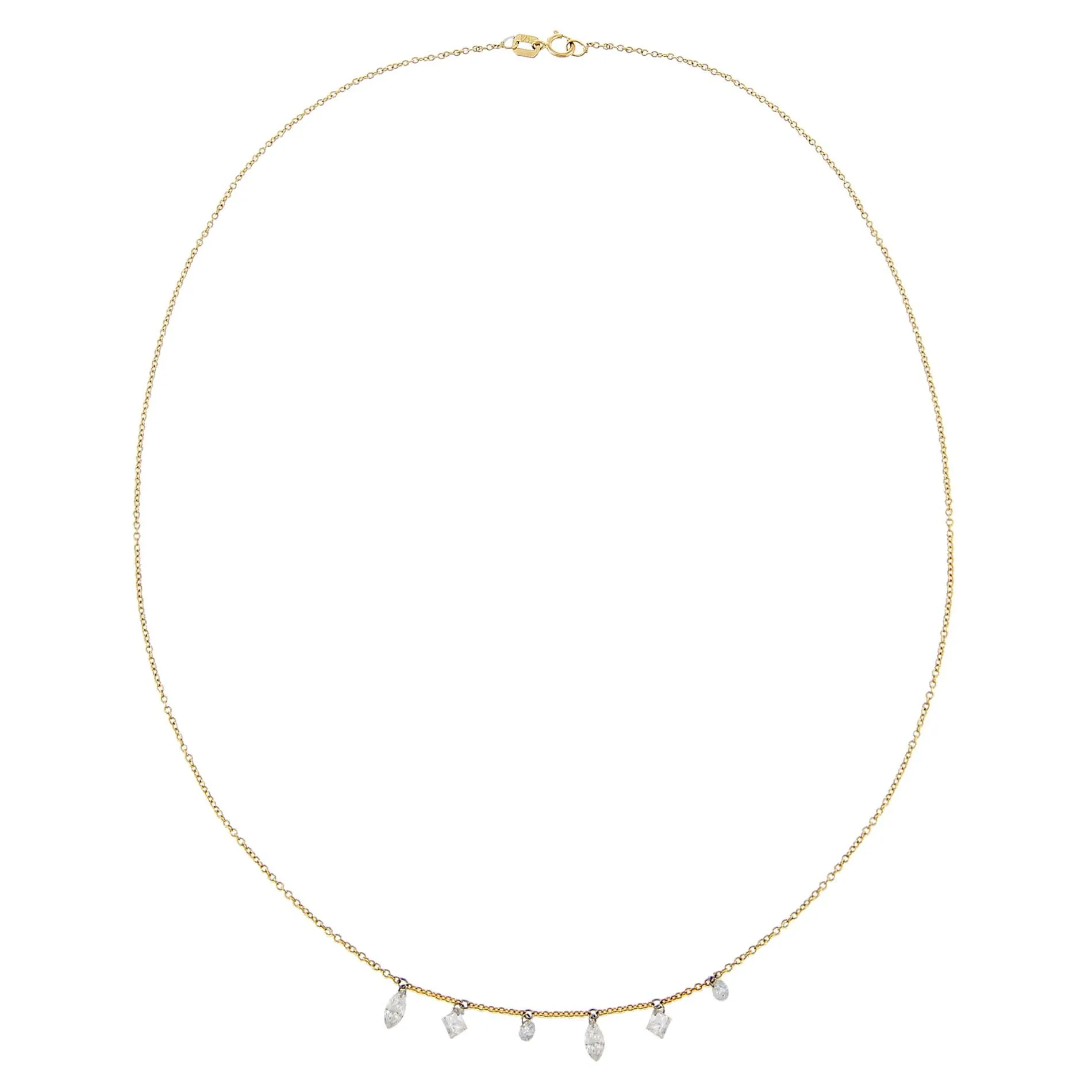 Floating Multi Shape Diamond Necklace 14K