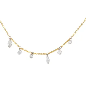 Floating Multi Shape Diamond Necklace 14K