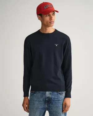 Gant Classic Cotton Crew Neck Sweater Evening Blue