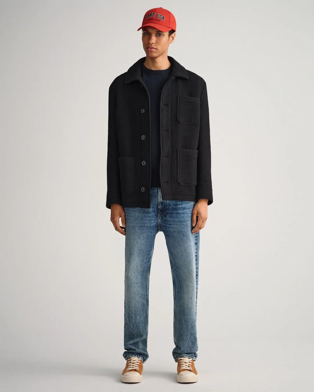 Gant Classic Cotton Crew Neck Sweater Evening Blue