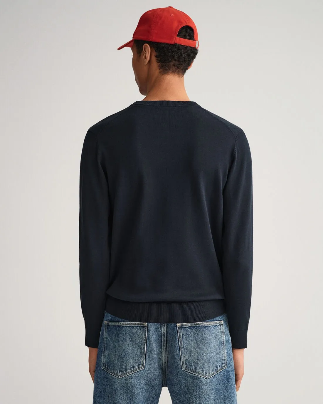 Gant Classic Cotton Crew Neck Sweater Evening Blue