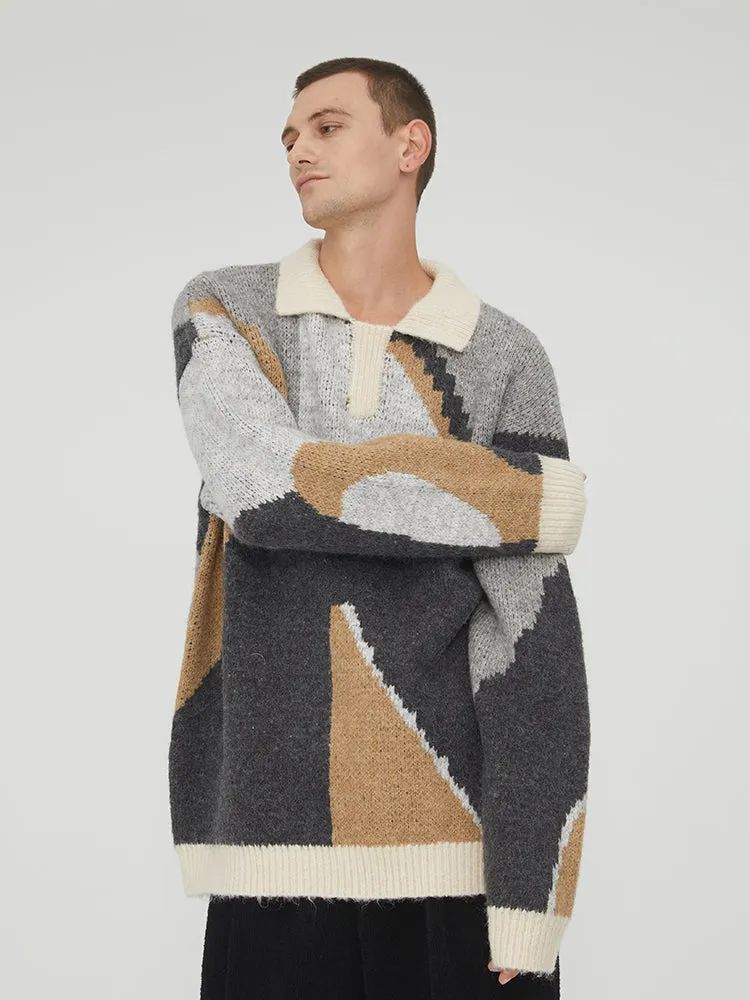 Geometric Pattern Knit Sweater