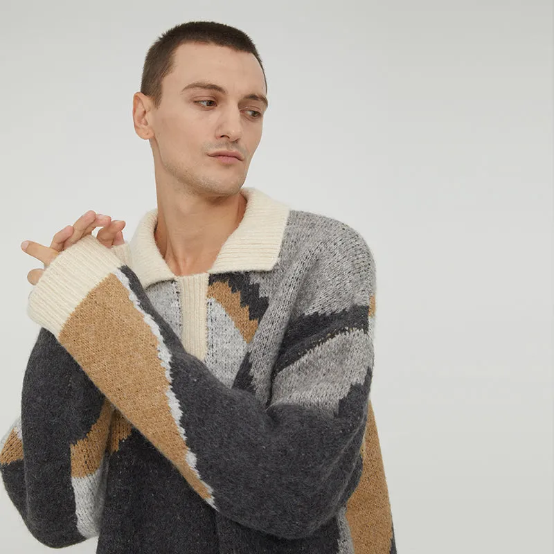 Geometric Pattern Knit Sweater