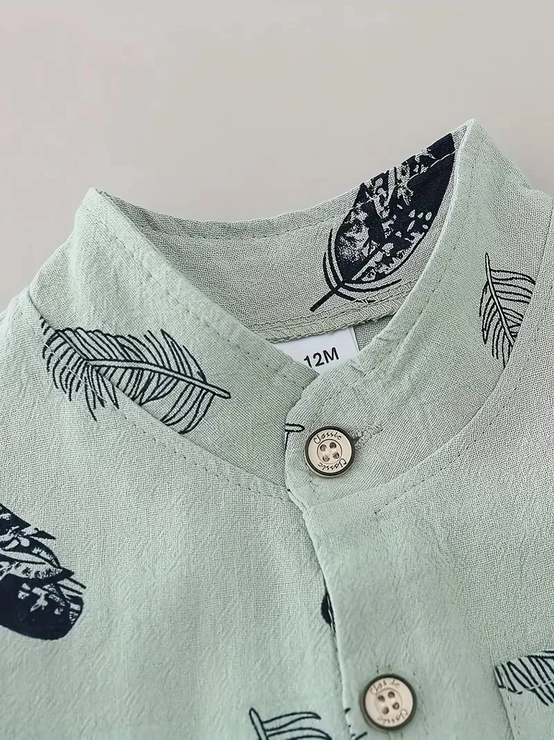 GlistenSport Toddler Summer Feather Print Shirt Shorts Set