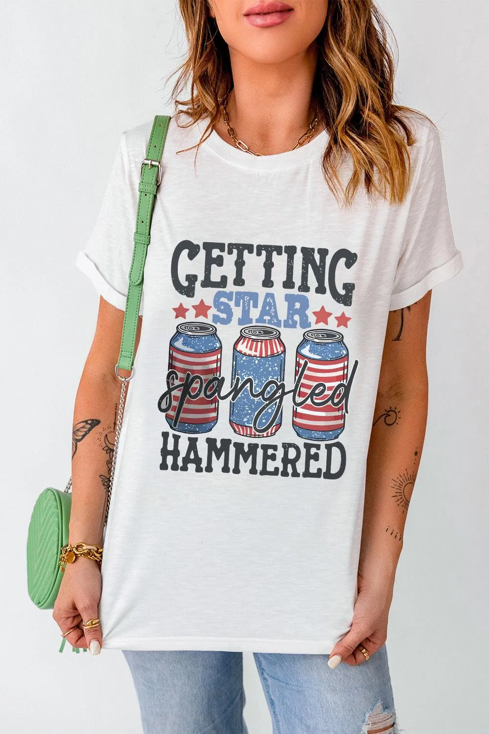 Graphic "Getting Star Spangled Hammered" T-Shirt