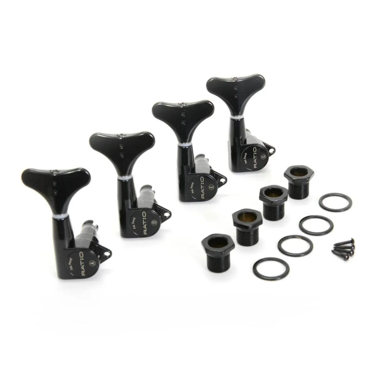 GraphTech RATIO Bass Guitar 4-in-Line Key Machine Heads ~ Black