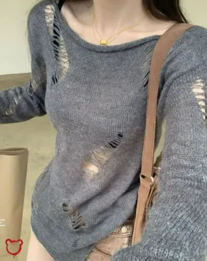 Grey Knitted Love Sweater'