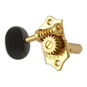 Grover STA-TITE Machineheads ~ 3 3 ~ Horizontal ~ Gold ~ Ebony Buttons