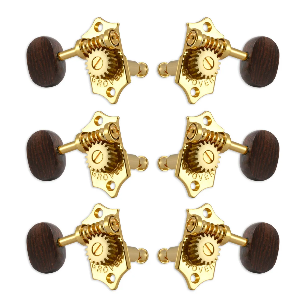 Grover STA-TITE Machineheads ~ 3 3 ~ Vertical ~ Gold ~ Rosewood Buttons