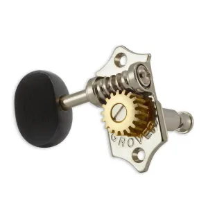 Grover Sta-Tite Machineheads ~ 3 3 ~ Vertical ~ Nickel ~ Ebony Buttons