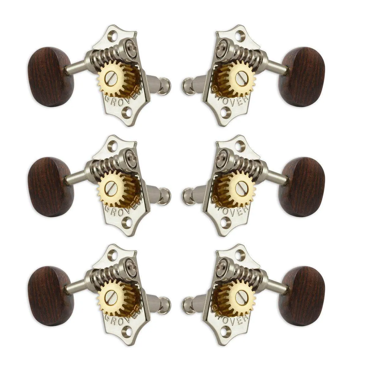 Grover Sta-Tite Machineheads ~ 3 3 ~ Vertical ~ Nickel ~ Rosewood Buttons