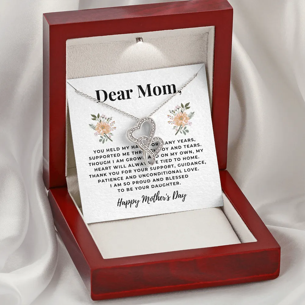 Grown and on my own-Double Hearts Necklace for Mother's Day, From Daughter