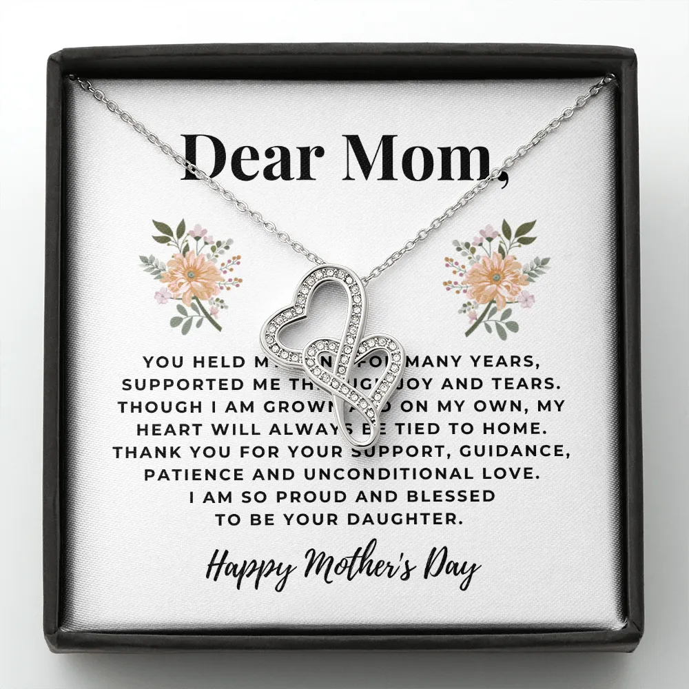 Grown and on my own-Double Hearts Necklace for Mother's Day, From Daughter