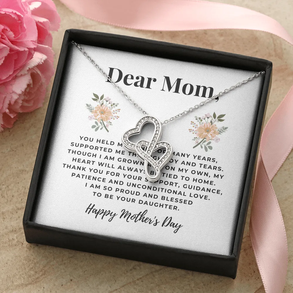 Grown and on my own-Double Hearts Necklace for Mother's Day, From Daughter