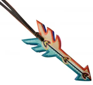 Hand painted tie on saddle arrow with heart design.