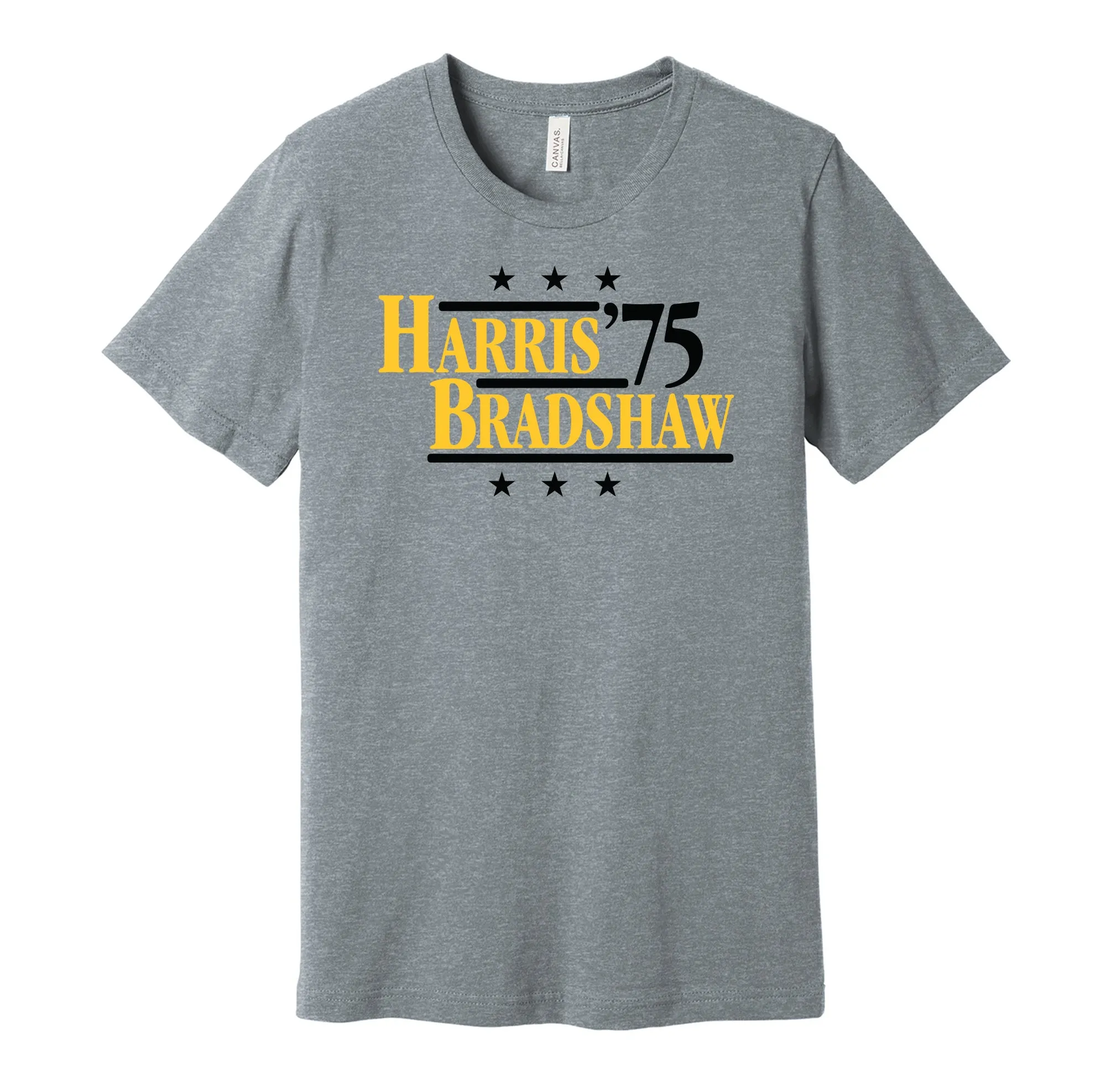Harris & Bradshaw '75 - Pittsburgh Football Legends Political Campaign Parody T-Shirt - Hyper Than Hype Shirts