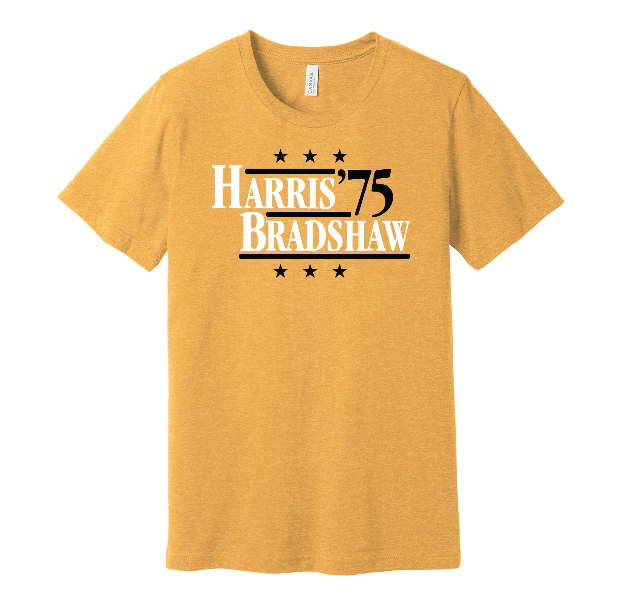 Harris & Bradshaw '75 - Pittsburgh Football Legends Political Campaign Parody T-Shirt - Hyper Than Hype Shirts