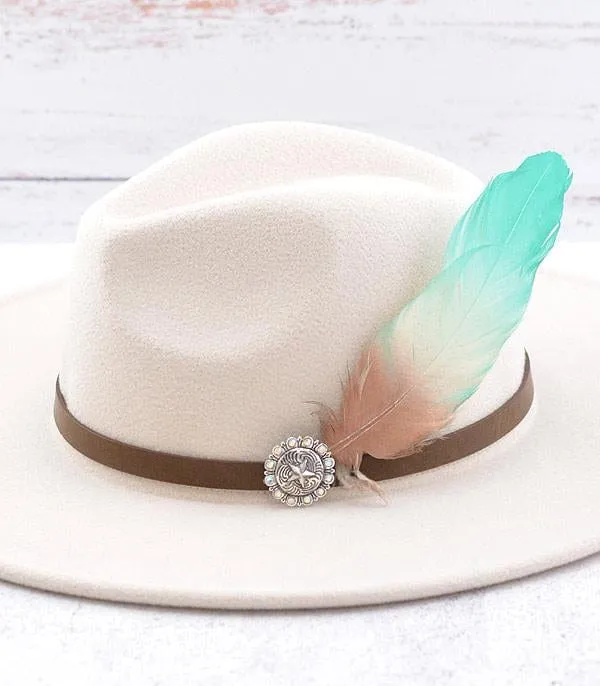 HAT FEATHER PIN   Turquoise ombre
