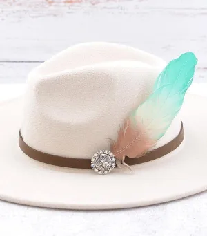 HAT FEATHER PIN   Turquoise ombre