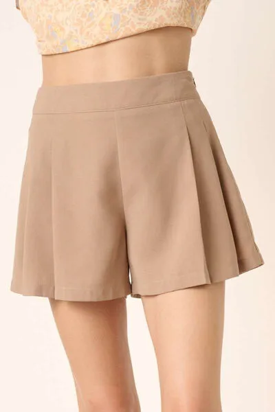 Hazel Blues® |  Mittoshop Side Invisible Zipper Pleated Shorts