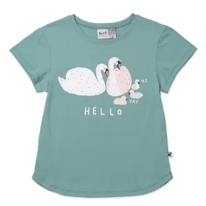 Hello Swan Tee- Emerald