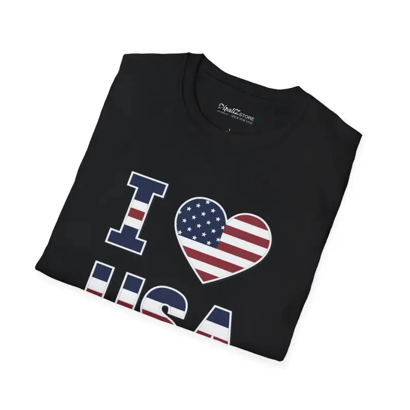 I Heart Usa Patriotic Cotton Tee for Comfort