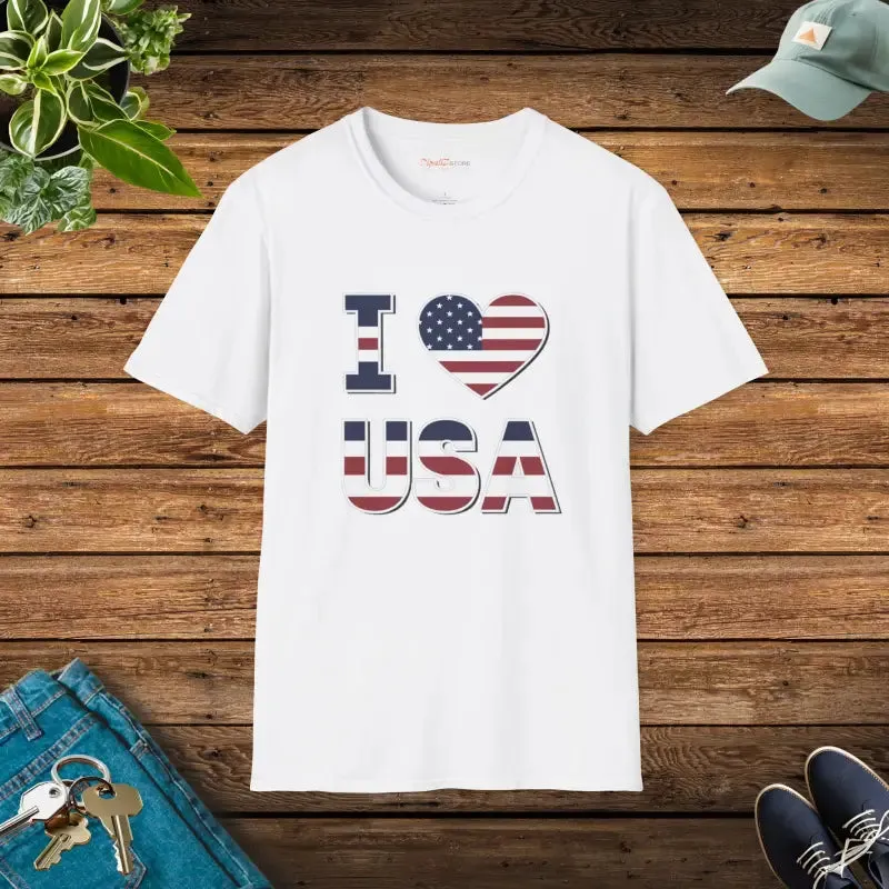 I Heart Usa Patriotic Cotton Tee for Comfort