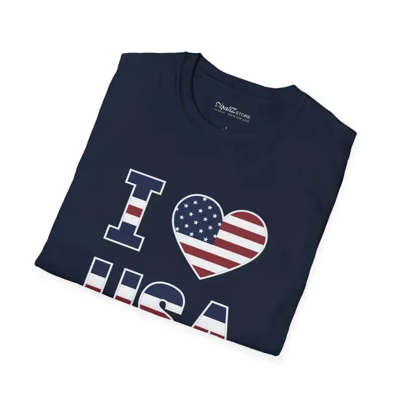 I Heart Usa Patriotic Cotton Tee for Comfort