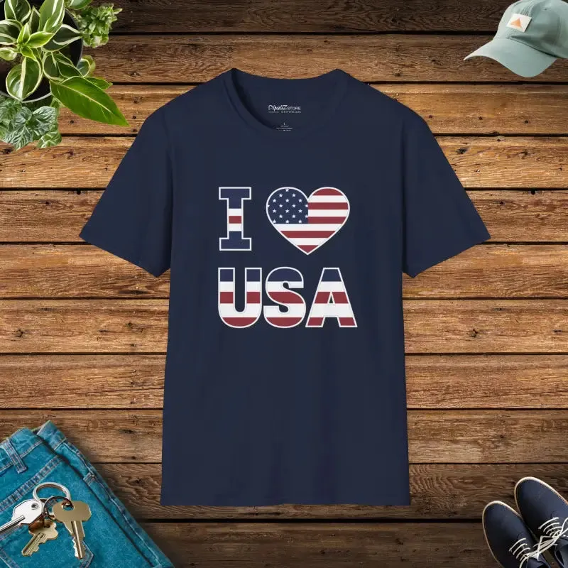 I Heart Usa Patriotic Cotton Tee for Comfort