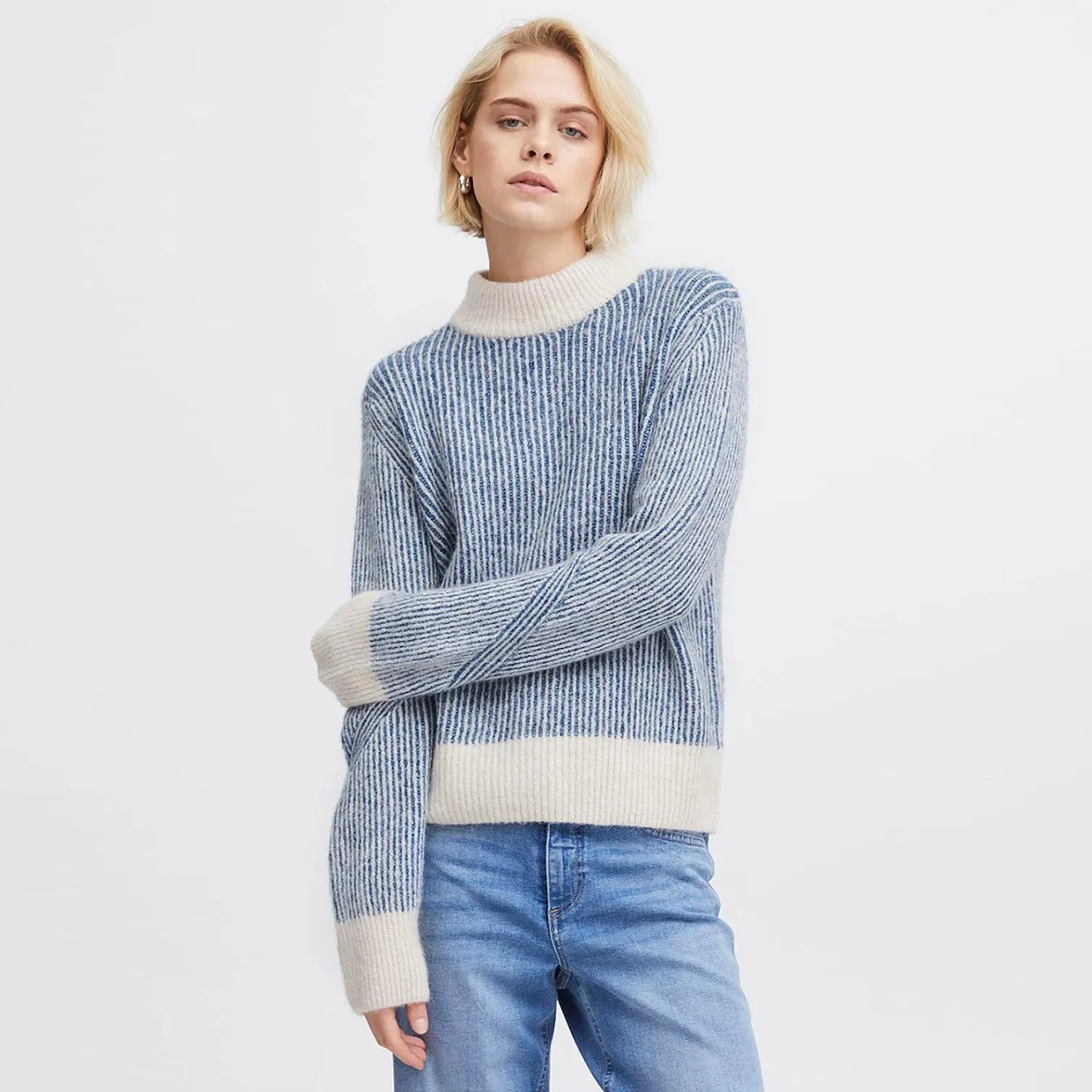 ichi kamara alpaca-blend stripe knit sweater
