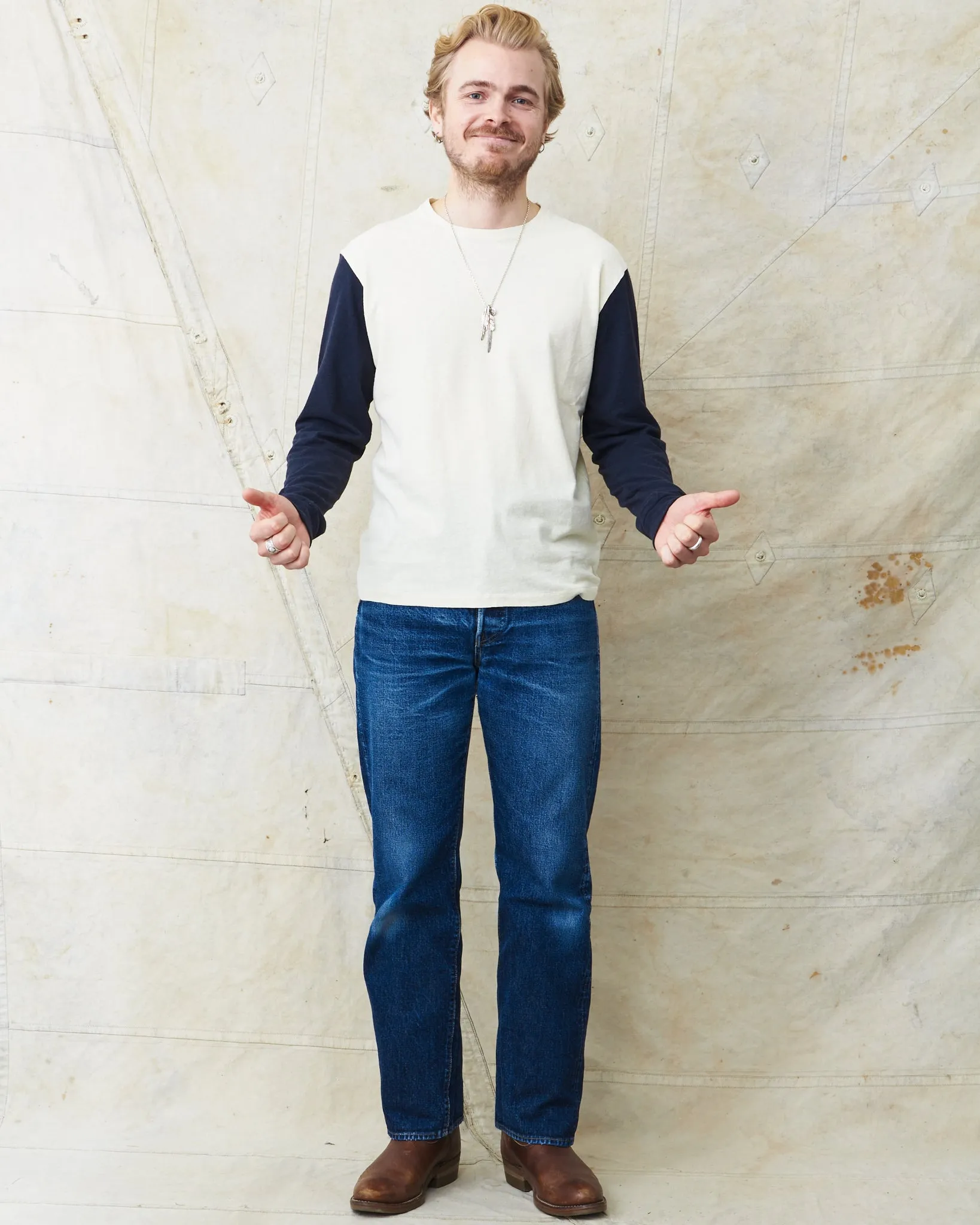 Indigofera Dale Sweater Vintage White / Marshall Black