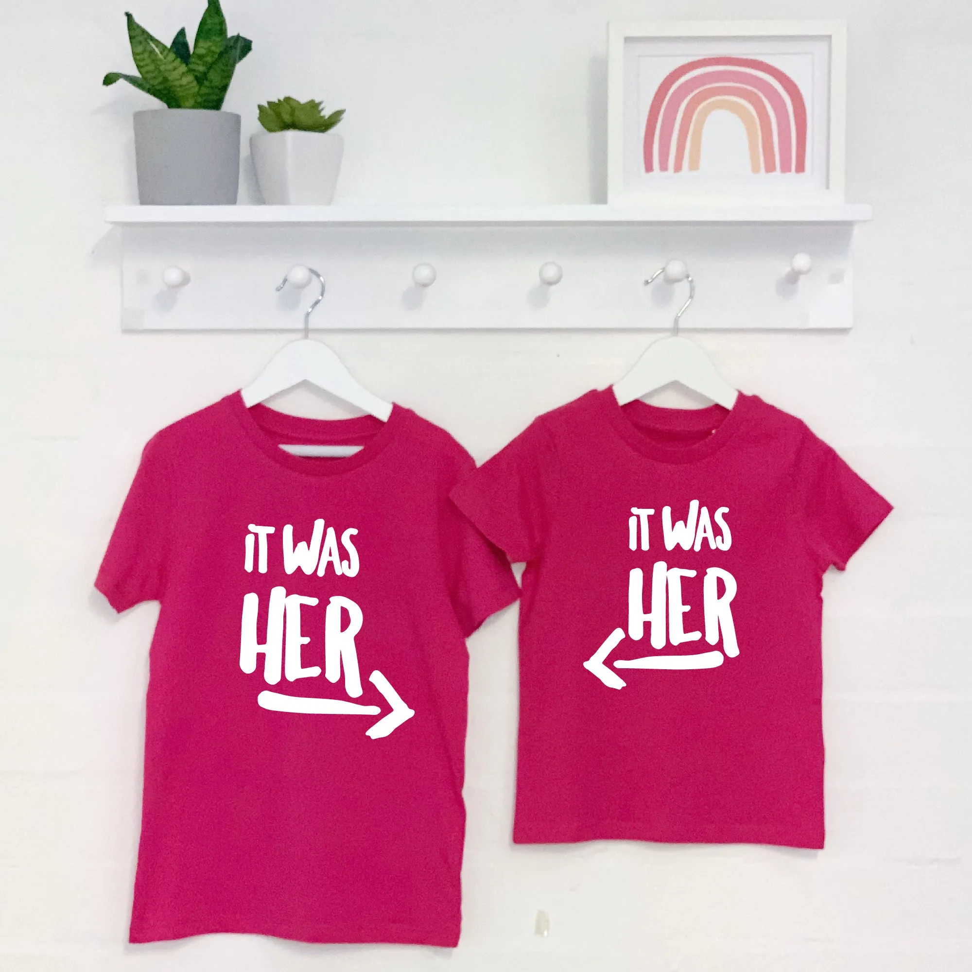 It Was Him! / It Was Her! Sibling Rivalry T Shirt Set