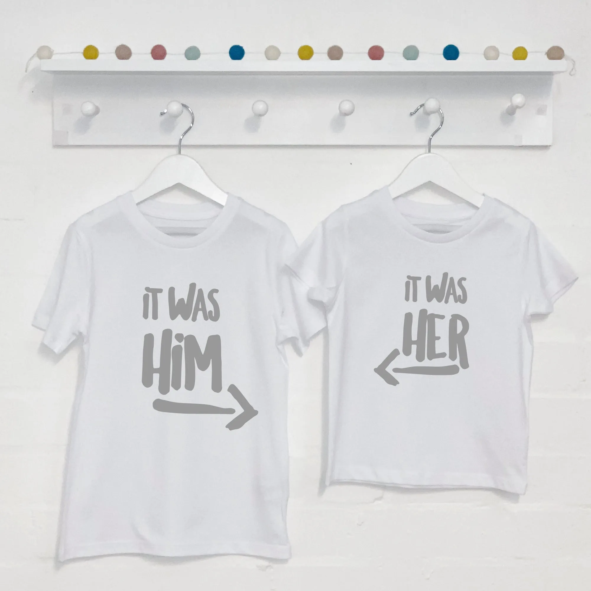 It Was Him! / It Was Her! Sibling Rivalry T Shirt Set