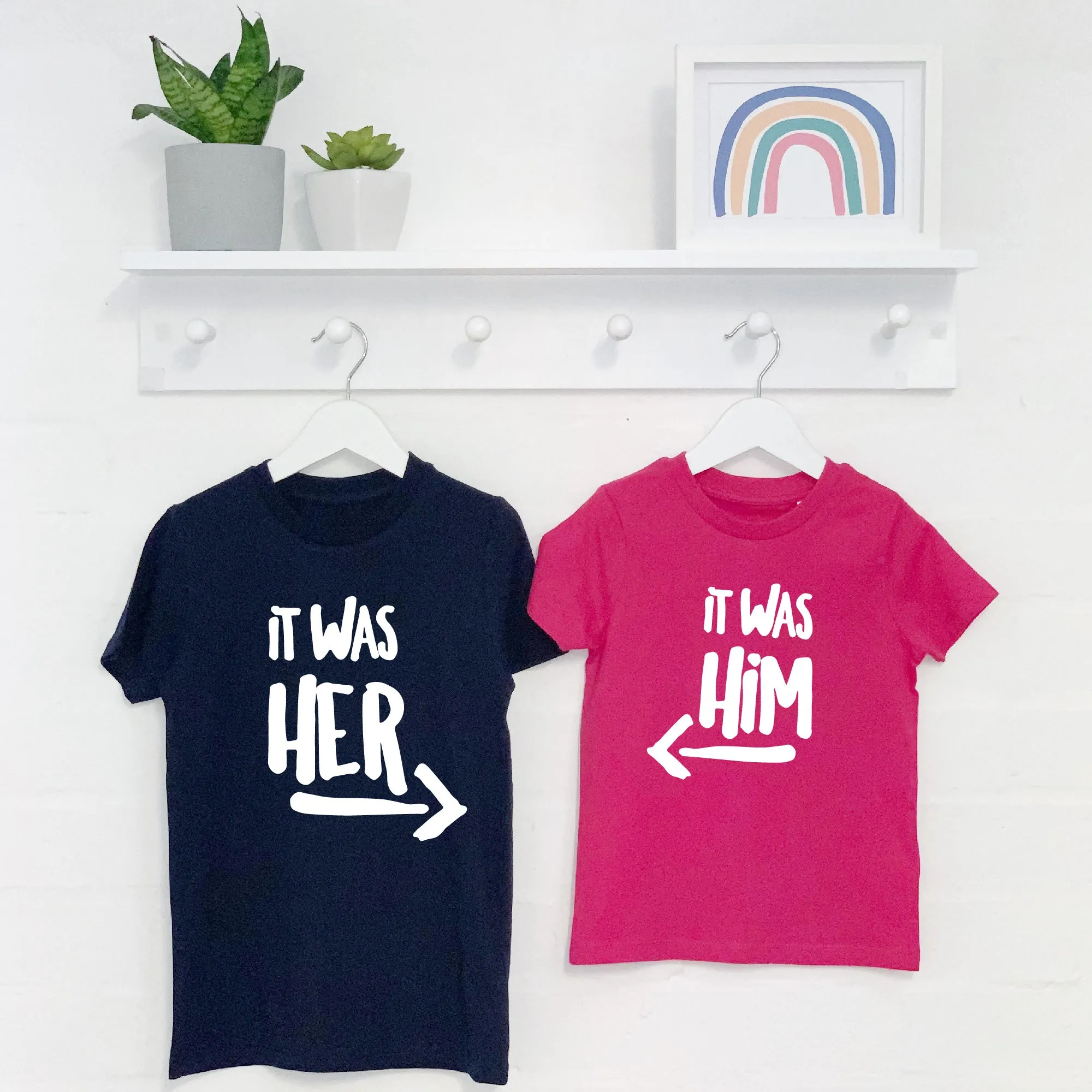 It Was Him! / It Was Her! Sibling Rivalry T Shirt Set