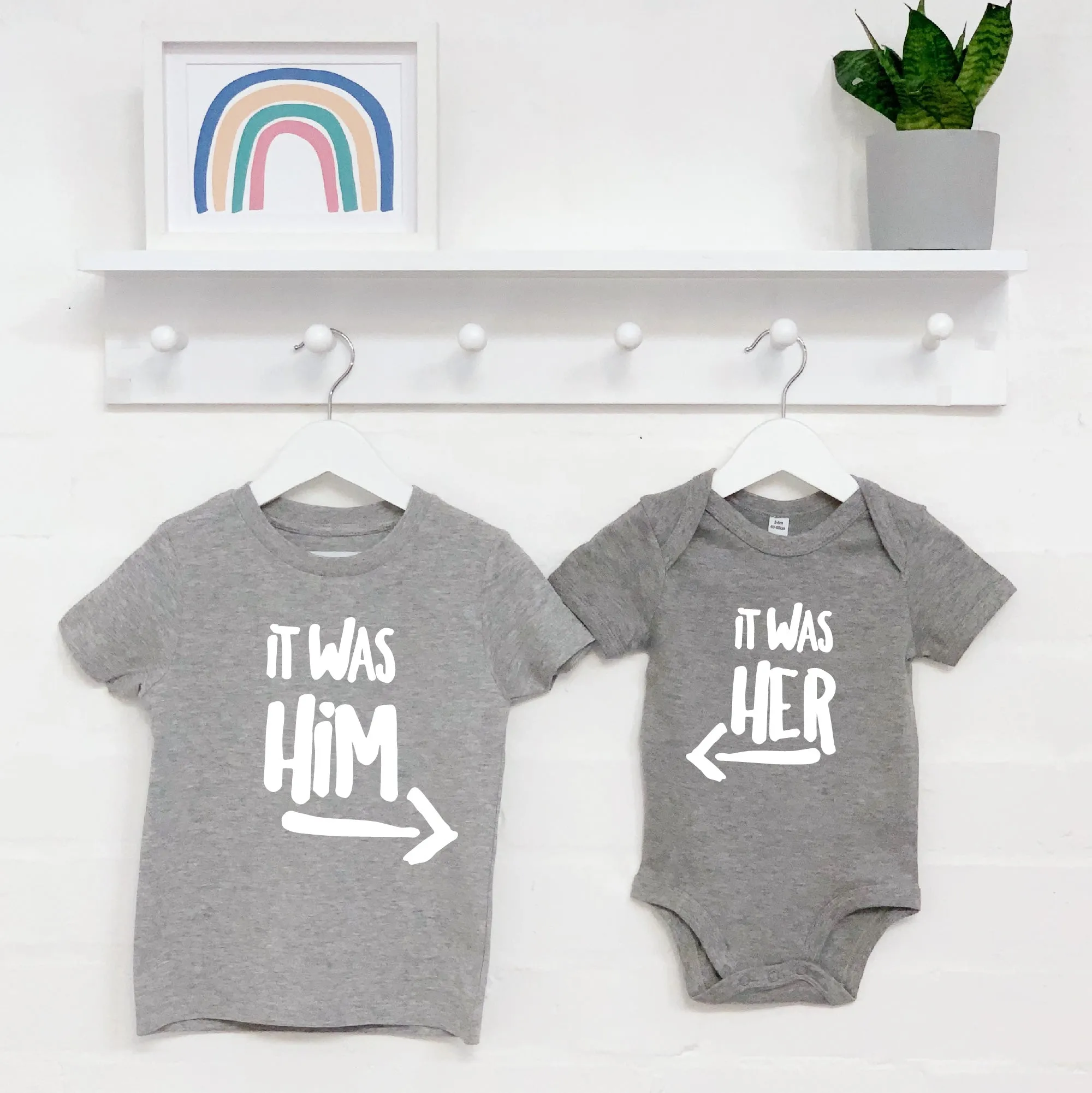 It Was Him! / It Was Her! Sibling Rivalry T Shirt Set