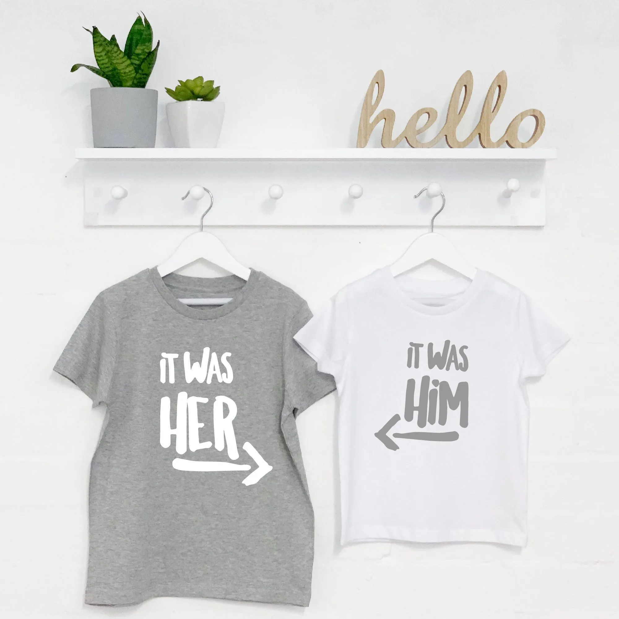It Was Him! / It Was Her! Sibling Rivalry T Shirt Set