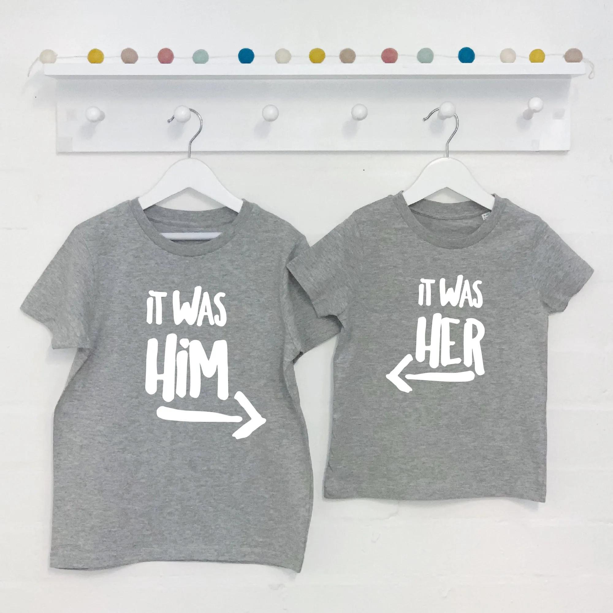 It Was Him! / It Was Her! Sibling Rivalry T Shirt Set