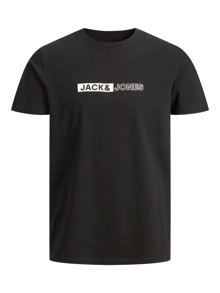 Jack & Jones Men's Plus Size Short Sleeves T-Shirt Black & Sky Size, 1XL to 6XL
