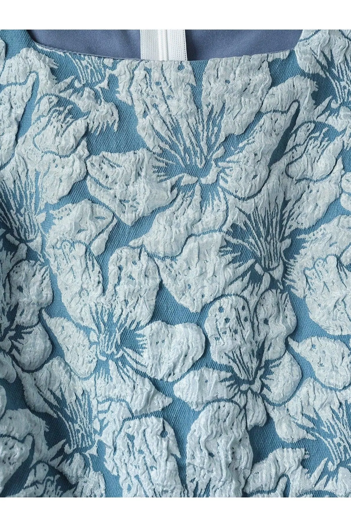 Jacquard Vintage Style Waist Pleated Short Dress