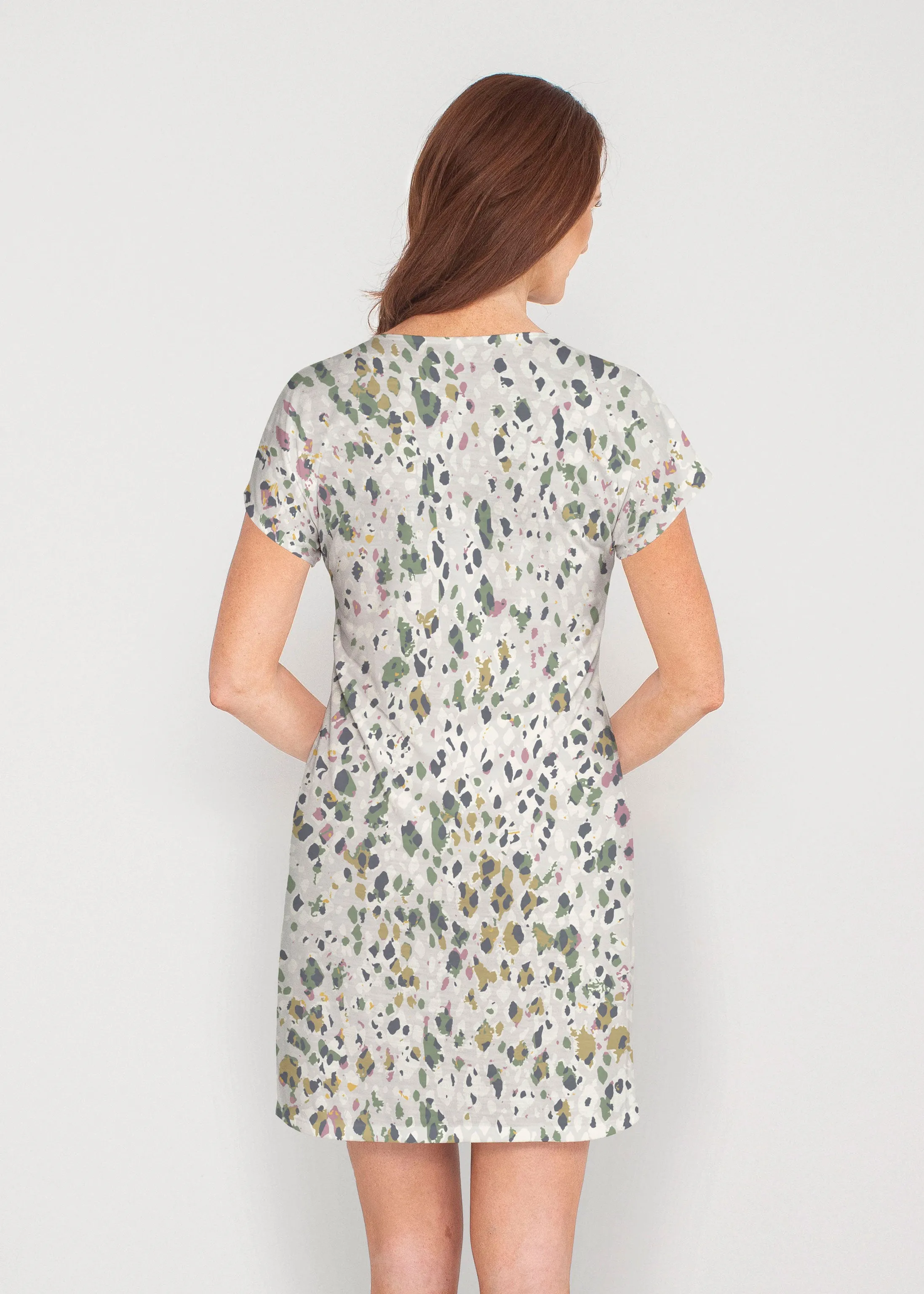 Jazzy Spots (8055) ~ French Terry Short Sleeve Crew Dress