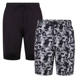 KAM Twin Pack Camo/Plain Shorts For Men in Black, 2XL-8XL