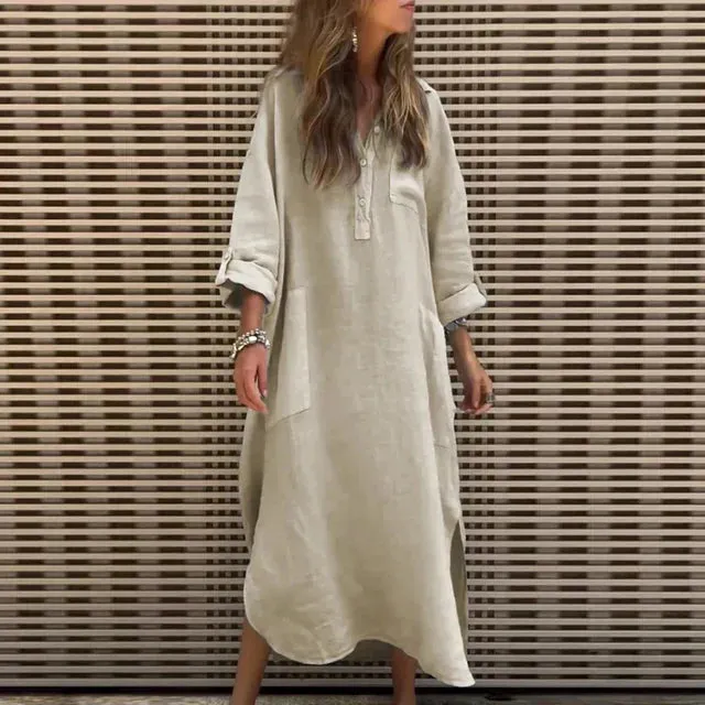Kelly| Casual Cotton Blend Maxi Dress
