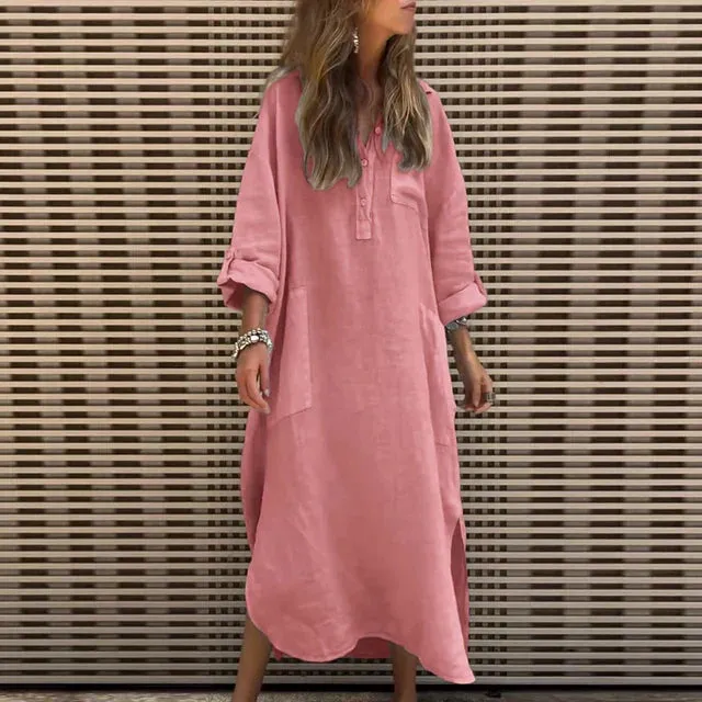 Kelly| Casual Cotton Blend Maxi Dress