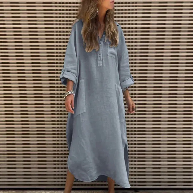 Kelly| Casual Cotton Blend Maxi Dress